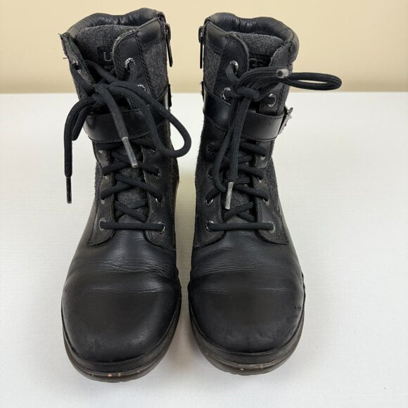 UGG Kesey Leather Sheepskin Waterproof Gray Black Boots S/N 1005264 - Picture 3 of 13